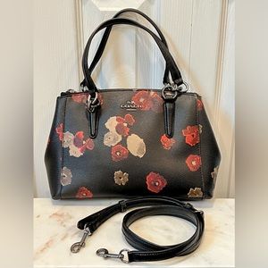 COACH Black Floral Leather Bag with Crossbody strap
